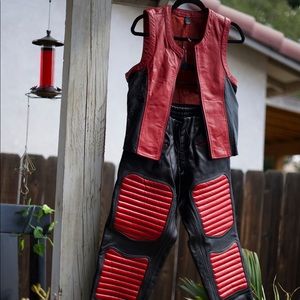 Authentic Leather Motorcycle Vest & Pants